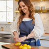 100% blue linen apron product image Danielle Walker