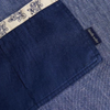 100% linen blue youth apron fabric close up Danielle Walker