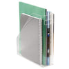 mDesign Plastic File Folder Bin Storage Organizer - Vertical with Handle - Holds Notebooks, Binders, Envelopes, Magazines - Container for Home Office and Work Desktops - Clear