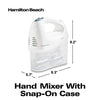 Hamilton Beach 6-Speed Electric Hand Mixer with Snap-On Storage Case, Wire Beaters, Whisk and Bowl Rest, 250W, White (62682RZ)