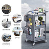 KINGRACK 3-Tier Storage Rolling Cart, Metal Push Cart with DIY Pegboard, Trolley Organizer with Utility Handle and Extra Baskets Hooks for Kitchen, Office, Home, Grey