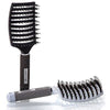 Boar bristle hair brush set - curved and vented detangling hair brush - black and white Danielle Walker