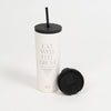 Eat well feel great 24oz white tumbler straw and flip lid Danielle Walker