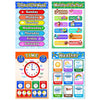 Educational preschool 12 piece poster set for toddlers and kids with glue point dots teach days, months, time, and weather Danielle Walker