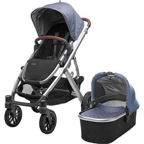 2018 UPPA baby vista stroller - Henry in blue marl, silver, and saddle leather Danielle Walker 