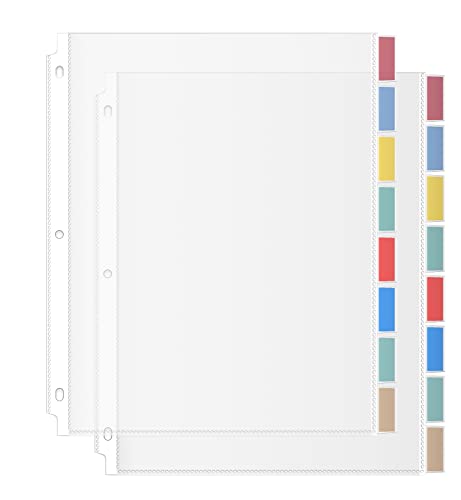 HABGP Binder Dividers with Tabs, 8 Tab Sheet Protectors for 3 Ring Binder, Clear Dividers for 3 Ring Binder Page Protectors, Notebook Binder Sleeves with Pockets, 2 Set (16 Pcs)
