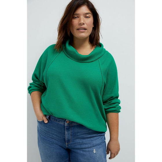 Pilcro Angie Mock Neck Waffle Top