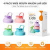 Mason Jar Lids - Wide Mouth, Spout Lids with Flip Top, Leak-Proof (4 pack)