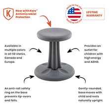  Kore Pre-Teen Wobble Chair - Flexible Seating Stool for Classroom, Home & School, ADD/ADHD - Made in USA - Age 10-11, Grade 5-6, Grey (18in)