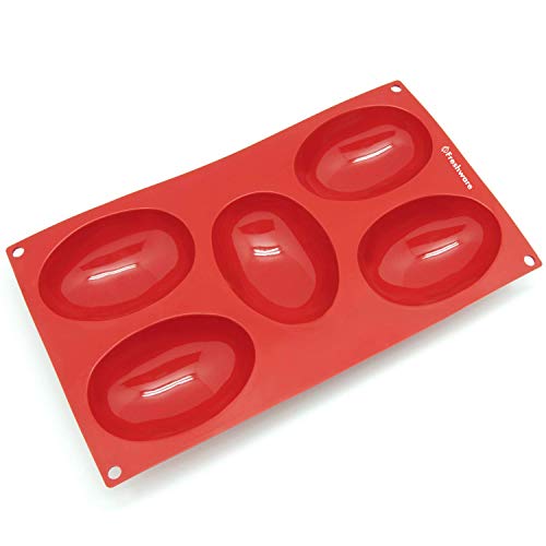 Freshware Silicone Mold, Soap Mold for Cupcake, Muffin, Pudding, Cheesecake, Chocolate and Soap, Easter Eggs, 5-Cavity