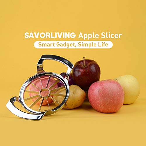 SAVORLIVING Apple Slicer Upgraded Version 12-Blade Extra Large Apple Corer, Stainless Steel Ultra-Sharp Apple Cutter, Pitter, Divider for Up to 4 Inches Apples (Update)