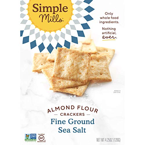 Simple Mills Almond Flour Crackers, Fine Ground Sea Salt, Gluten Free, Flax Seed, Sunflower Seeds, Corn Free, Good for Snacks, Made with whole foods, 3 Count (Packaging May Vary)