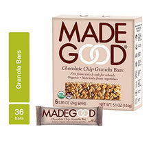  MadeGood Chocolate Chip Granola Bars, 6 Pack (36 bars); Gluten Free Oats and Delicious Chocolate Chips; Allergy-Friendly