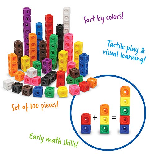 Learning Resources MathLink Cubes, Homeschool, Educational Counting Toy, Math Cubes, Linking Cubes, Early Math Skills, Math Manipulatives, Set of 100 Cubes, Ages 5+