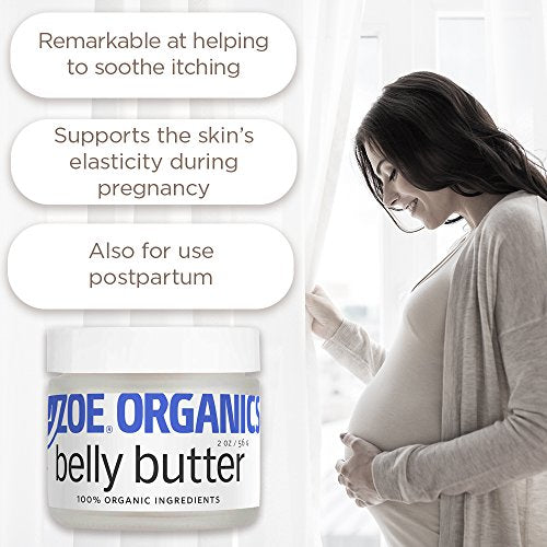 Zoe Organics - Organic Belly Butter, Rich Conditioning Treatment for Stretching Skin During Pregnancy, For Stretch Marks and Supports Skin Elasticity (2 Ounces)