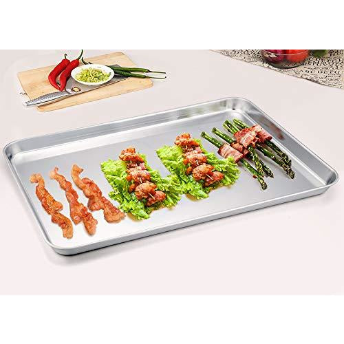 TeamFar Baking Sheet, Cookie Sheet Half Sheet Baking Pans Stainless Steel, 20 14 1, Non Toxic & Healthy, Heavy Duty & Thick Gauge, Mirror Finish & Dishwasher Safe - 2 Piece