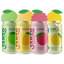  Sanzo Flavored Sparkling Water Variety Pack - 12-Pack - Calamansi (Lime), Lychee (Berry) & Mango (Alphonso) - Carbonated Drink Made with Real Fruit & Sugar-Free - Gluten-Free & Vegan - 12 Fl Oz Cans