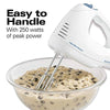 Hamilton Beach 6-Speed Electric Hand Mixer with Snap-On Storage Case, Wire Beaters, Whisk and Bowl Rest, 250W, White (62682RZ)