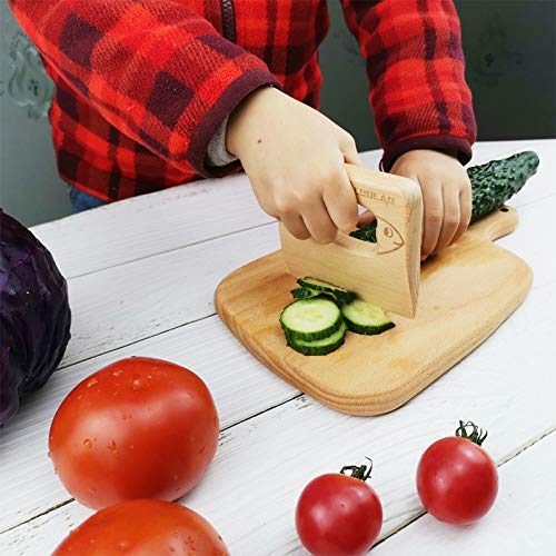 LUOLAO Wooden Kids Knife for Cooking and Safe Cutting Veggies Fruits, 2-5 Years Old