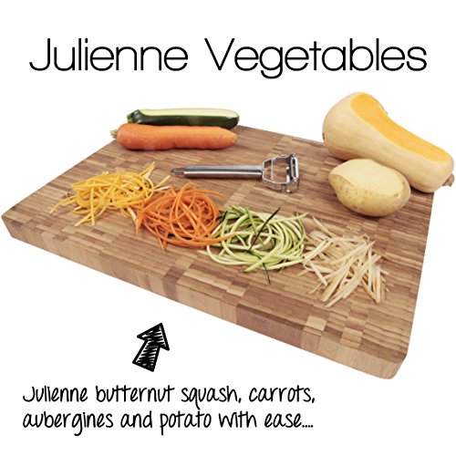 Precision Kitchenware - Ultra Sharp Stainless Steel Dual Julienne & Vegetable Peeler with Cleaning Brush & Blade Guard