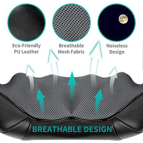 Shiatsu Neck and Back Massager with Soothing Heat, Nekteck Electric Deep Tissue 3D Kneading Massage Pillow for Shoulder, Leg, Body Muscle Pain Relief, Home, Office, and Car Use