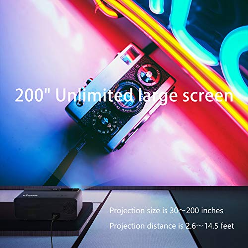 Mini Projector for iPhone, ELEPHAS 2020 WiFi Movie Projector with Synchronize Smartphone Screen, 1080P HD Portable Projector with 4600L and 200" Screen, Compatible with Android/iOS/HDMI/USB/SD/VGA