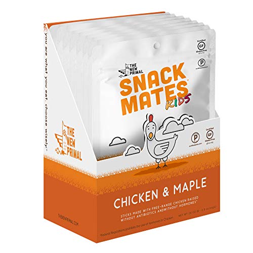 THE NEW PRIMAL SNACK MATES Free-Range Chicken MINI Sticks, Keto, Paleo, High Protein, Gluten-Free, .5 Oz Sticks, Turkey Sticks 8 Pack. LUNCHBOX FRIENDLY