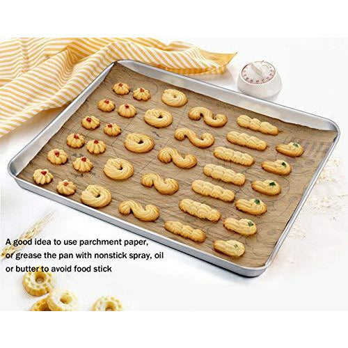 TeamFar Baking Sheet, Stainless Steel Baking Pan Cookie Sheet, Healthy & Non Toxic, Rust Free & Less Stick, Easy Clean & Dishwasher Safe