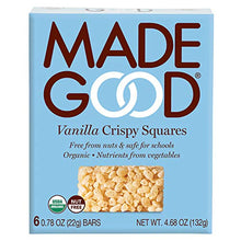  MadeGood Vanilla Crispy Squares, 6 Pack (36 count); Crunchy Rice with Smooth Rich Vanilla