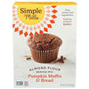 Simple Mills Almond Flour Baking Mix, Gluten Free Pumpkin Bread Mix 9oz