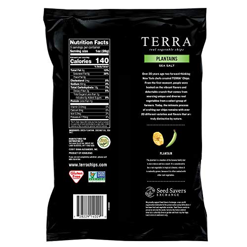 Terra Plantains Chips with Sea Salt, 5 Oz (Pack of 12)