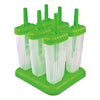 Tovolo Groovy Ice Pop Molds, Drip-Guard Handle, 4 Ounce Popsicles, Set of 6, Green