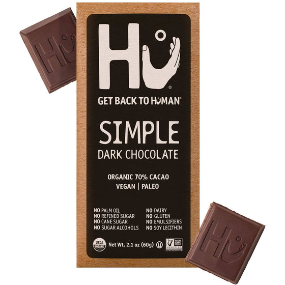 Hu Vegan Chocolate Bars | 4 Pack Simple Chocolate | Gluten Free, Paleo, Non GMO, Kosher Dark Chocolate | 2.1oz Each