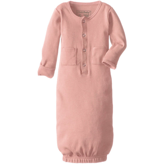 L'ovedbaby Unisex-Baby Organic Cotton Gown, Coral, 0/3 Months