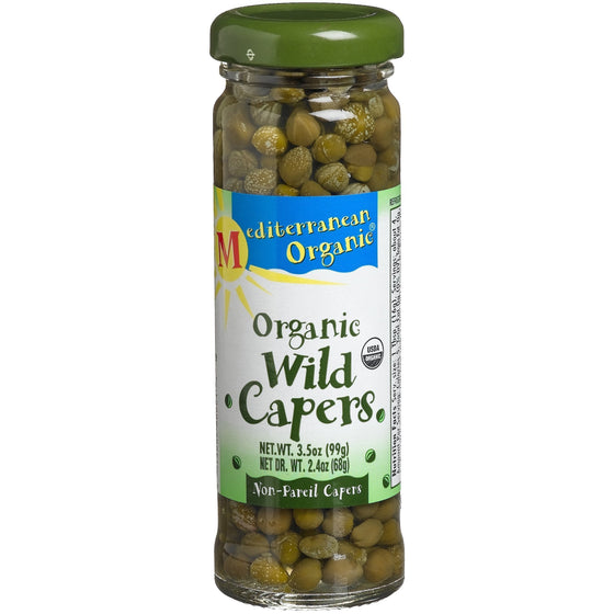 Mediterranean Organic Wild Non-Pareil Organic Capers, 3.5-Ounce Jars (Pack of 6)