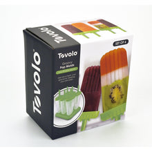  Tovolo Groovy Ice Pop Molds, Drip-Guard Handle, 4 Ounce Popsicles, Set of 6, Green