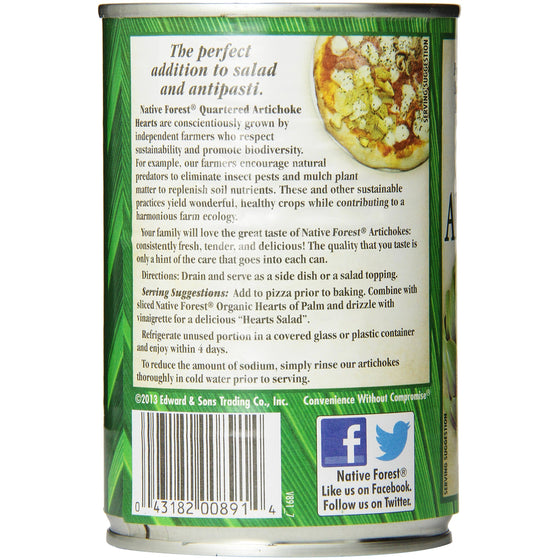 Native Forest Artichoke Hearts, Quartered, 14 Ounce Cans (Pack of 6)