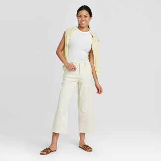 Women's High-Rise Wide Leg Cropped Pants - A New Day