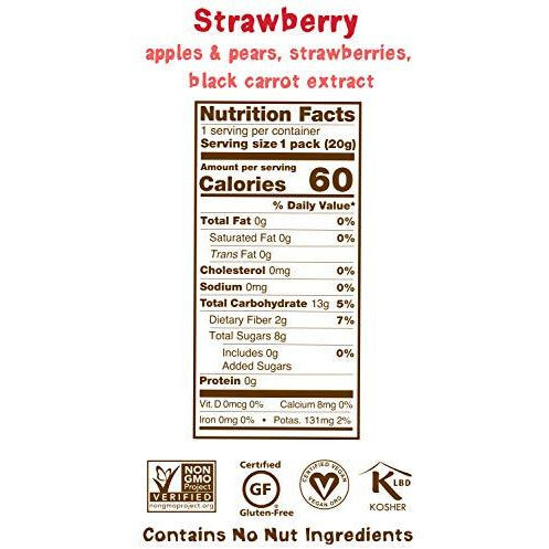 BEAR 12 pack real fruit snack rolls - gluten free, vegan, and non GMO - strawberry healthy school lunch and lunch snacks for kids and adults nutrition facts Danielle Walker