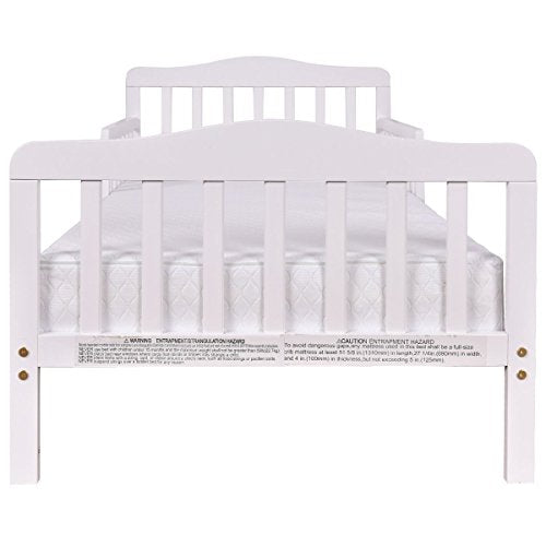 Big Oshi contemporary design toddler & kids bed - sturdy wooden frame for extra safety - modern slat design - great for boys and girls - full bed frame with headboard in white - footer Danielle Walker