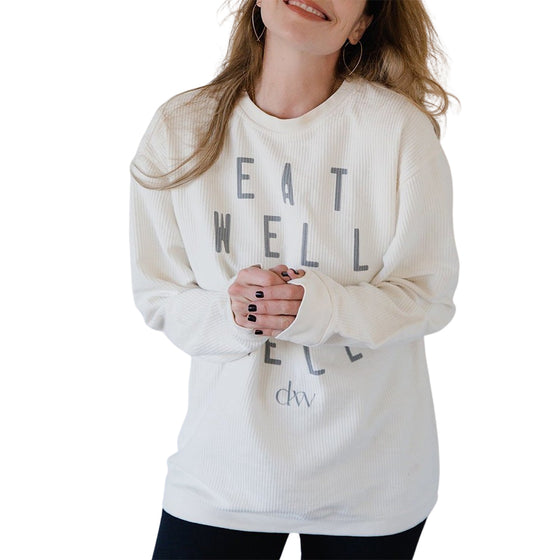 Corded knit eat well be well pullover product image Danielle Walker