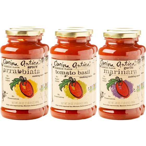 Cucina Antica - pasta sauce variety pack - 24 ounce, 6 count - non GMO, whole 30 approved, gluten free Danielle Walker