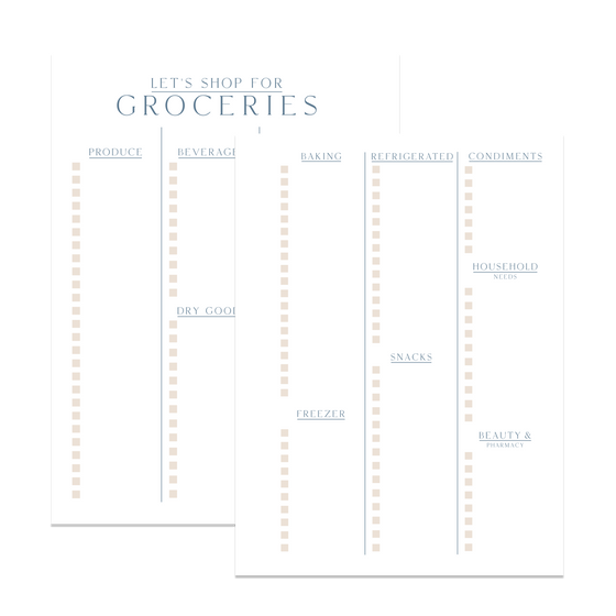Meal planner groceries page Danielle Walker