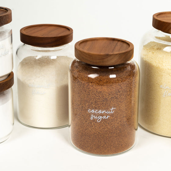 Pantry labels for gluten-free kitchen product shot coconut sugar jar Danielle Walker