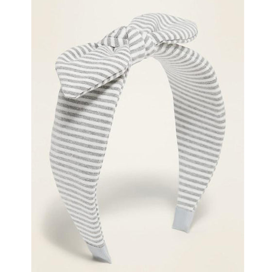 Striped Jersey Bow-Tie Headband for Girls